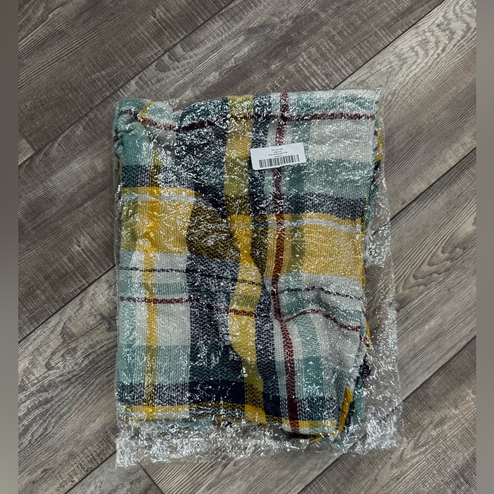 Mint Plaid Blanket Scarf